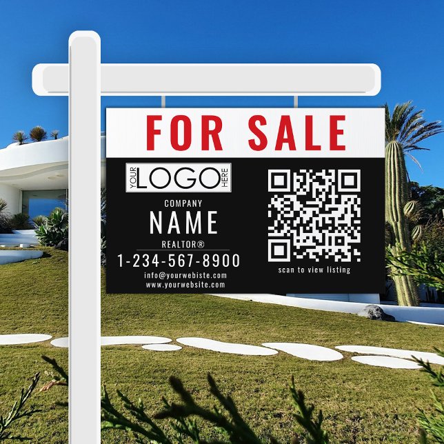 Real Estate Modern For Sale Sold QR Code Simple Sign (Real Estate Modern For Sale Sold QR Code Simple Sign)