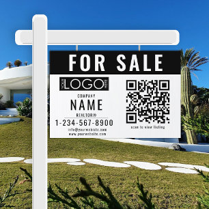 Real Estate Modern For Sale Sold QR Code Simple Sign