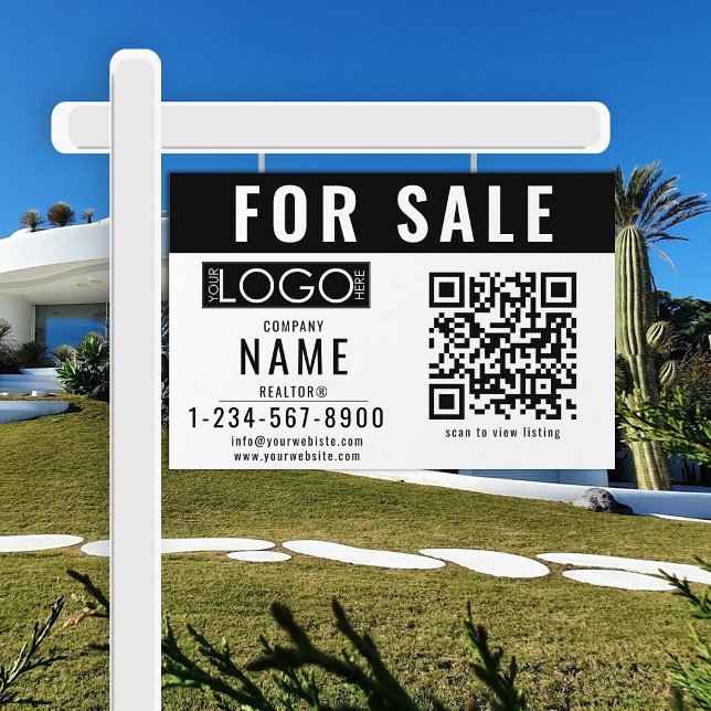 Real Estate Modern For Sale Sold QR Code Simple Sign (Real Estate Modern For Sale Sold QR Code Simple Sign)