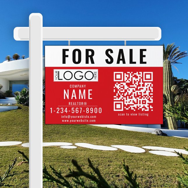 Real Estate Modern For Sale Sold QR Code Simple Sign (Real Estate Modern For Sale Sold QR Code Simple Sign)