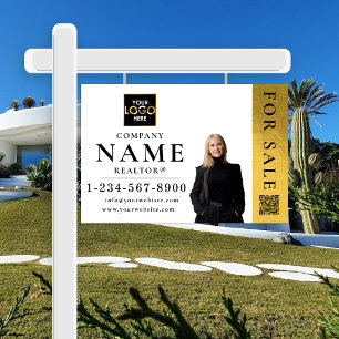 Real Estate Modern For Sale Sold White Gold Sign