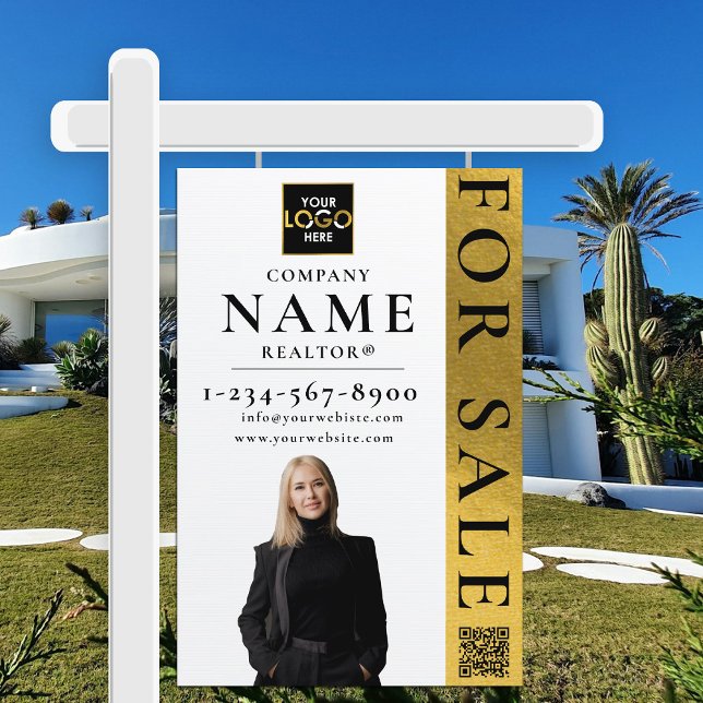 Real Estate Modern For Sale Sold White Gold Sign (Real Estate Modern For Sale Sold White Gold Sign)