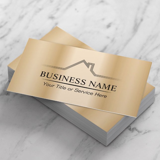 Real Estate Modern Gold Realtor Business Card (Creator Uploaded)