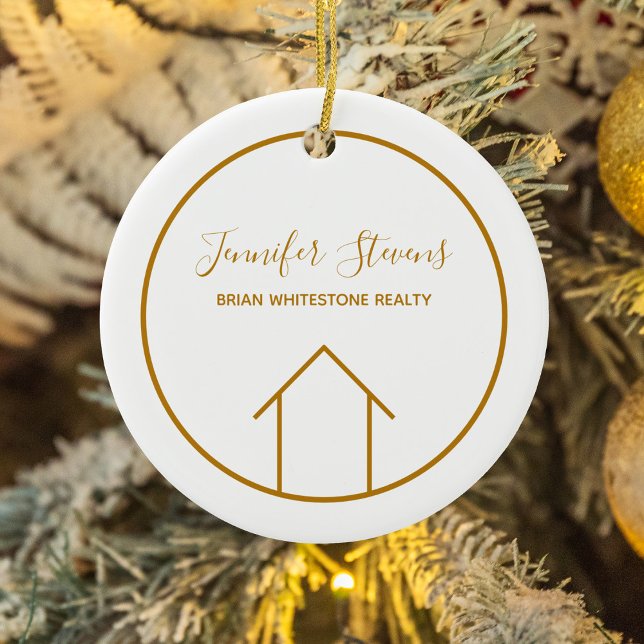 Real Estate Modern House Chic Custom Christmas Ceramic Ornament (Creator Uploaded)