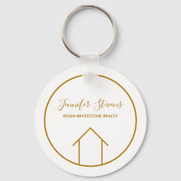 Real Estate Modern House Chic Gold Custom Realtor Keychain