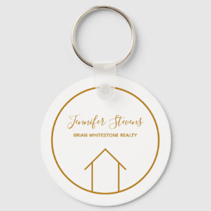 Real Estate Modern House Chic Gold Custom Realtor Keychain