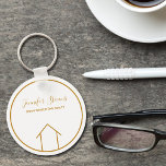 Real Estate Modern House Elegant Custom Realtor Keychain<br><div class="desc">This modern realtor keychain is custom made with your realty company name under the the agent name in chic typography. This minimalist gold and white key chain feature a simple line drawing of a house. Contemporary gift for an agent working to help you buy a home.</div>