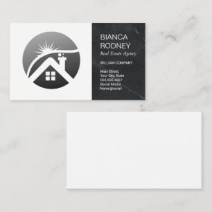 Real Estate Modern Logo Black Marble Business Card