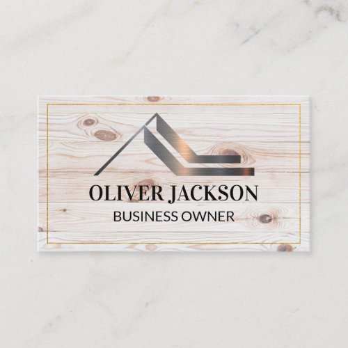 Real Estate Modern Logo  Wood Grain Business Card