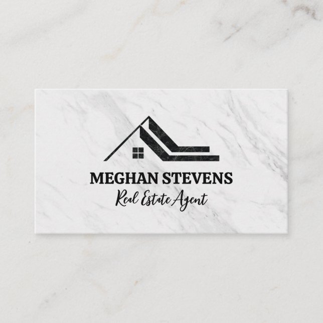 Real Estate Modern Marble Logo  Appointment Card (Front)