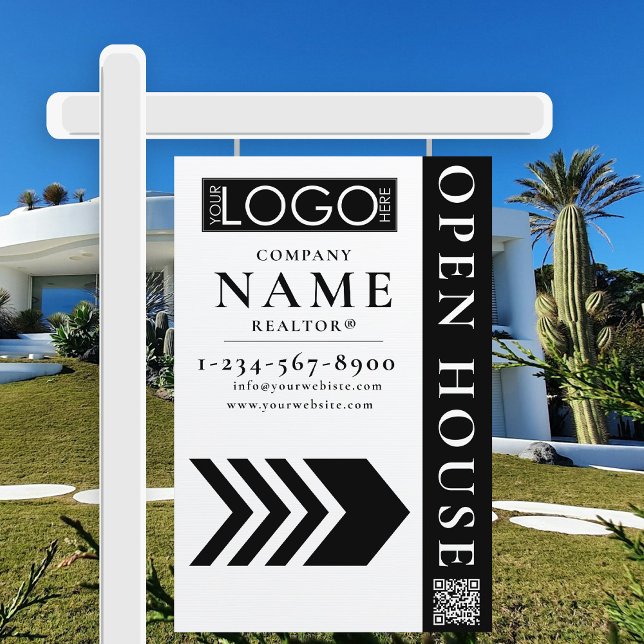 Real Estate Modern Open House Black White Sign (Real Estate Modern Open House Black White Sign)