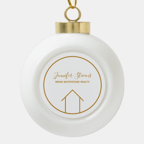 Real Estate Modern Personalized Realtor Christmas Ceramic Ball Christmas Ornament