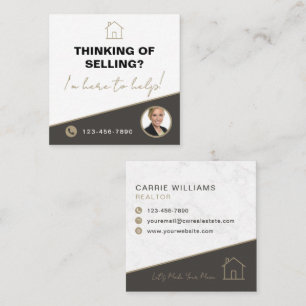 Real Estate Modern Realtor Marble Gold Luxury Square Business Card