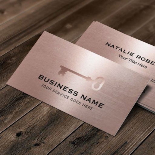 Customizable Real Estate Modern Rose Gold Key Realtor Business Card