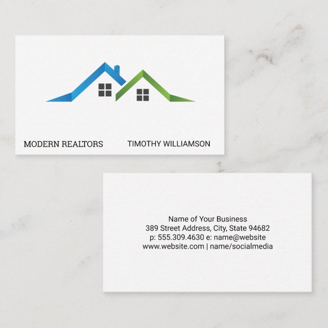 Real Estate Modern Style Logo  Business Card (Front/Back)
