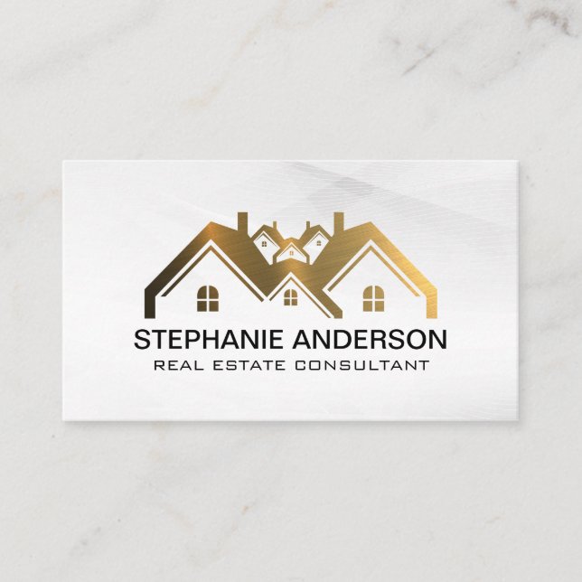Real Estate | Modern Stylish White Business Card (Front)