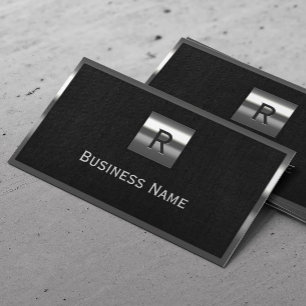 Real Estate Monogram Metal Frame Classy Linen Business Card