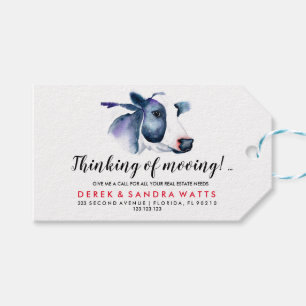 real estate moving cow notice business gift tags