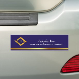 Real Estate Navy Blue House Logo Modern Realtor Car Magnet