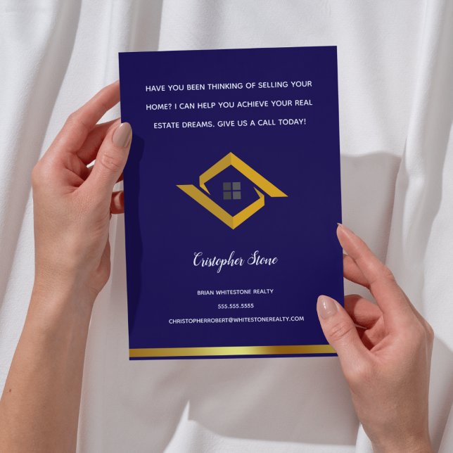 Real Estate Navy Blue House Logo Modern Realtor Flyer (Real Estate Navy Blue House Logo Modern Realtor Flyer)