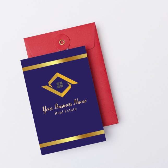 Real Estate Navy Blue House Logo Modern Realtor Pocket Folder (Real Estate Navy Blue House Logo Modern Realtor Pocket Folder
)