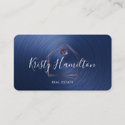 real estate navy professional house realtor photo business card