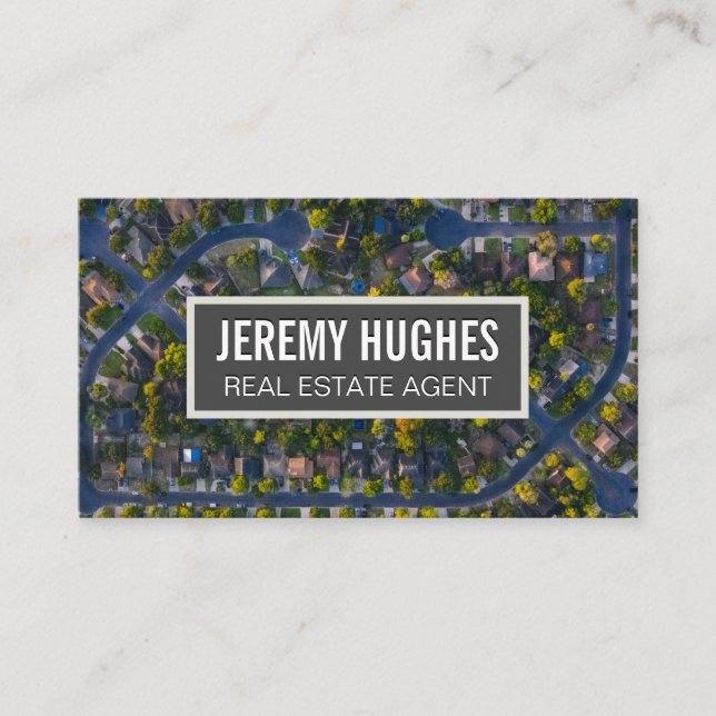 Real Estate Neighborhood Birds Eye View Business Card (Front)