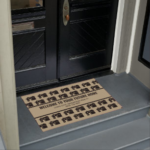 Real Estate Open House Black and Tan Welcome Doormat