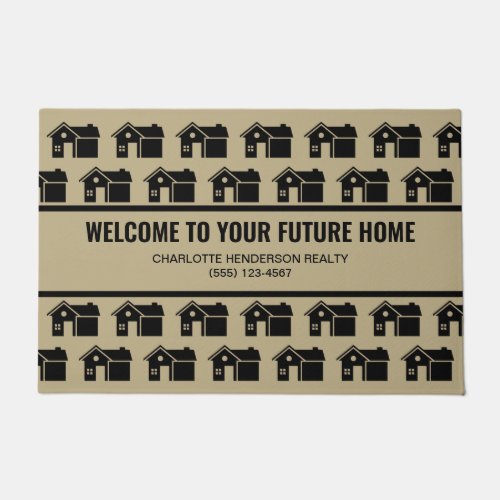 Real Estate Open House Black and Tan Welcome Doormat