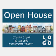 Real Estate Open House Blue Double Sided Yard