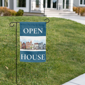Real Estate Open House Blue Garden Flag