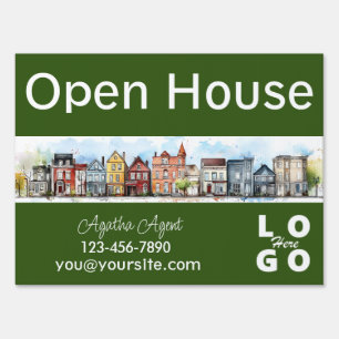 Real Estate Open House Green Double Sided Yard Sign
