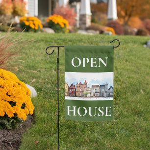 Real Estate Open House Green Garden Flag