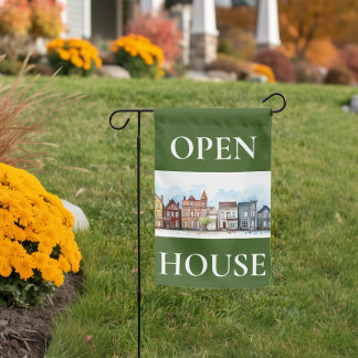 Real Estate Open House Green Garden Flag