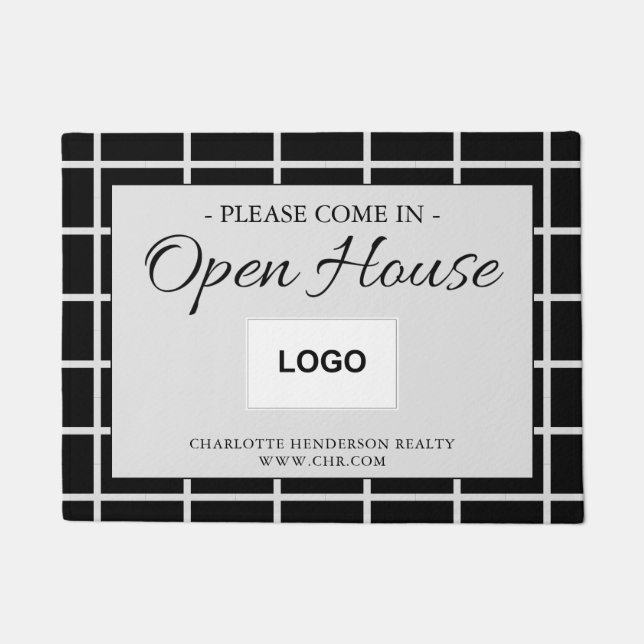 Real Estate Open House Modern Logo Doormat (Front)