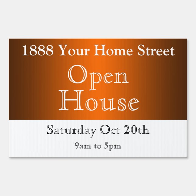 Real Estate Open House Orange Yard Sign (Front)