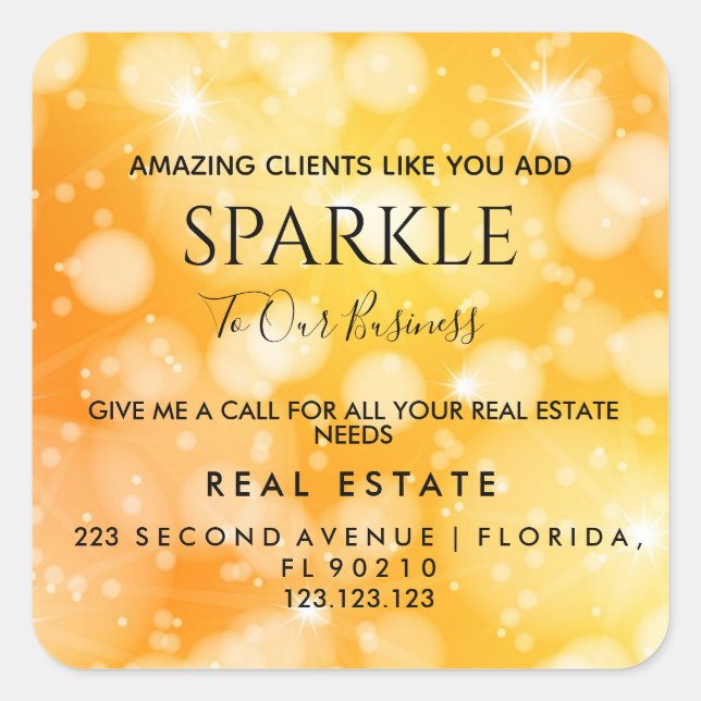 Real estate Open House Sparkle Pop by  Postcard Square Sticker (Front)