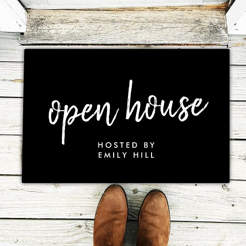 Real Estate Open House Stylish Black Realtor Doormat