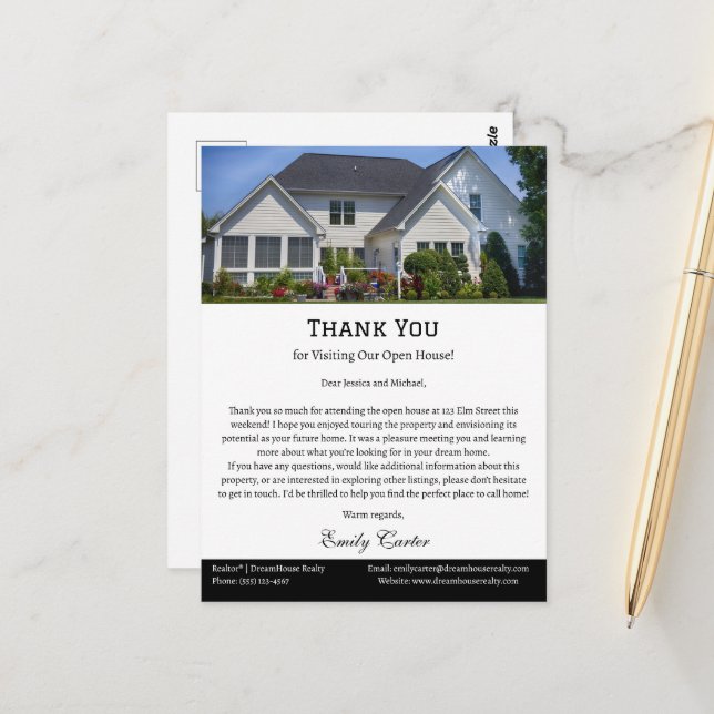 Real Estate Open House Thank You Postcard (Front/Back In Situ)