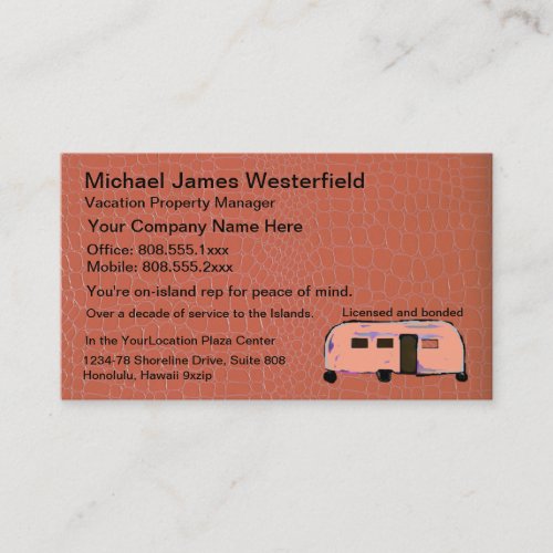 Real Estate or Vacation Property Management Business Card