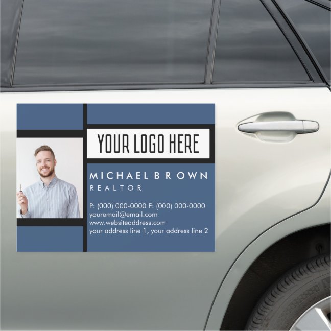 Real Estate Photo Navy Elegant Basic Car Magnet