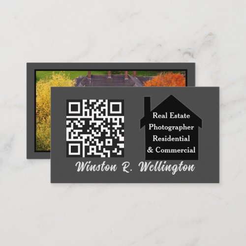 Real Estate Photographer QR Code Photo Template Business Card