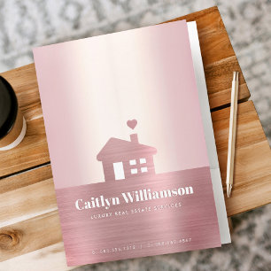 Real Estate Pink Rose Gold Foil Broker Agent House Pocket Folder