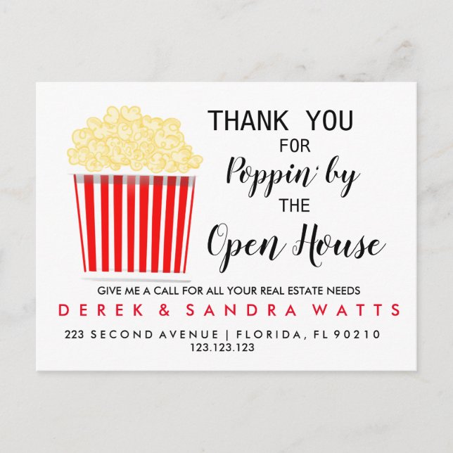 real estate POPCORN open house Announcement Pos (Front)