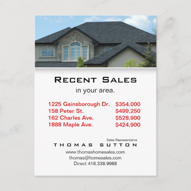 Real Estate Postcards Recent Sales Rooftop V (Front)