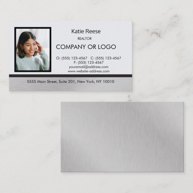 Real Estate Professional Add Photo and Logo Business Card (Front/Back)