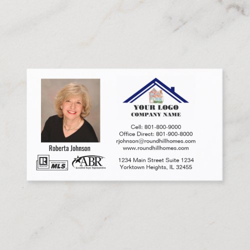 Real Estate Professional Add Photo Logo QR Code  Business Card