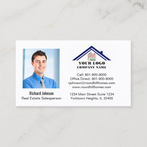 Customizable Real Estate Professional Add Photo Logo QR Code   Business Card