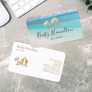 Real Estate Professional House Realtor Beach House Business Card by smmdsgn at Zazzle