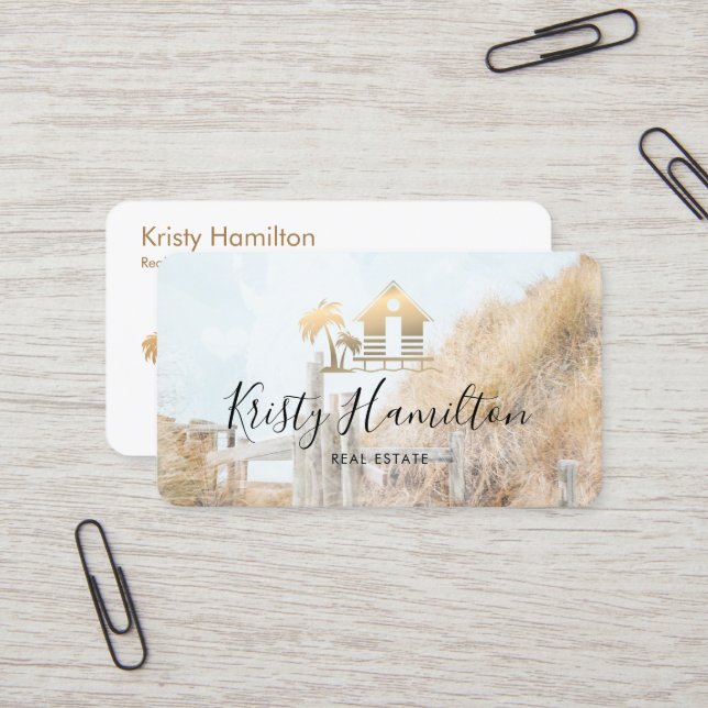 real estate professional house realtor beach house business card (Front/Back In Situ)